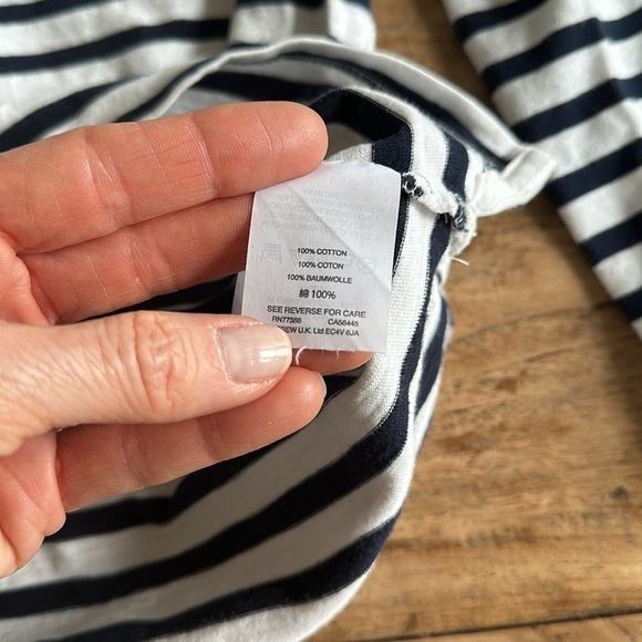 SAILOR CHIC: 2 JCREW Navy/White Striped Shirts and gold tone chain - Picture 7 of 15
